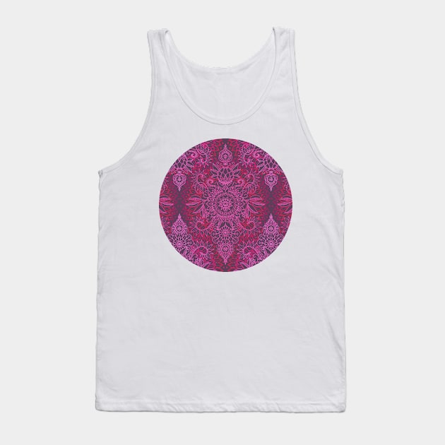 Magenta, Pink & Coral Protea Doodle Pattern Tank Top by micklyn